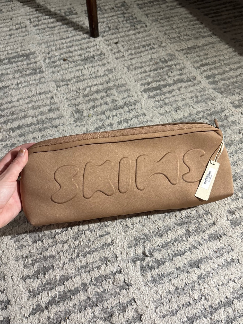 NWT Skims tan nude neoprene logo bag cosmetic bag